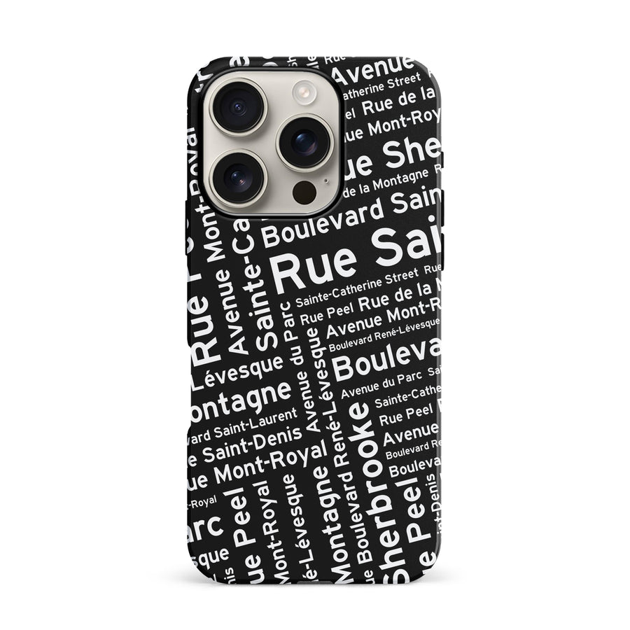 iPhone 16 Pro Montreal Street Names Canadiana Phone Case - Black