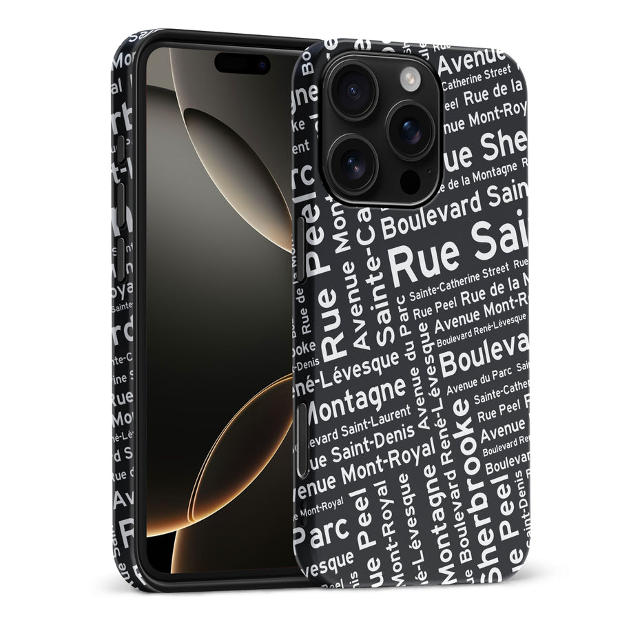 iPhone 16 Pro Max Montreal Street Names Canadiana Phone Case - Black