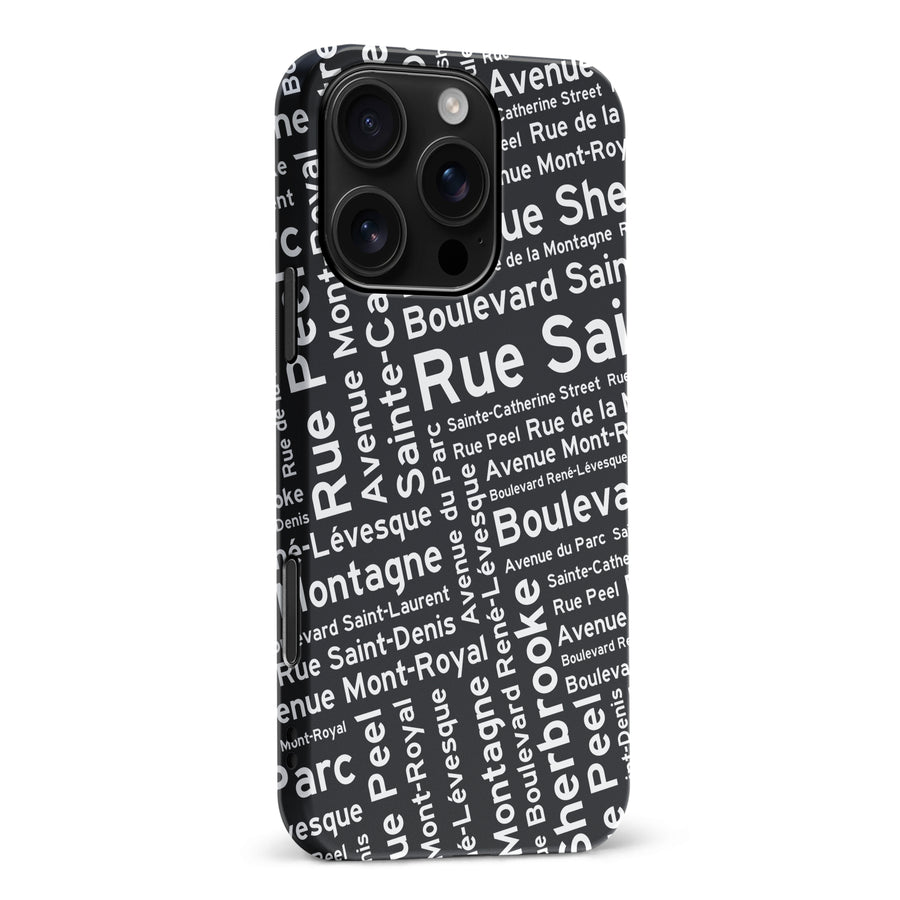 iPhone 16 Pro Max Montreal Street Names Canadiana Phone Case - Black