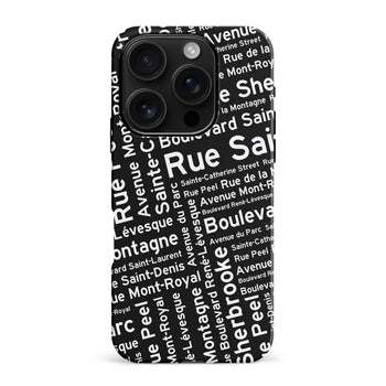 iPhone 16 Pro Max Montreal Street Names Canadiana Phone Case - Black