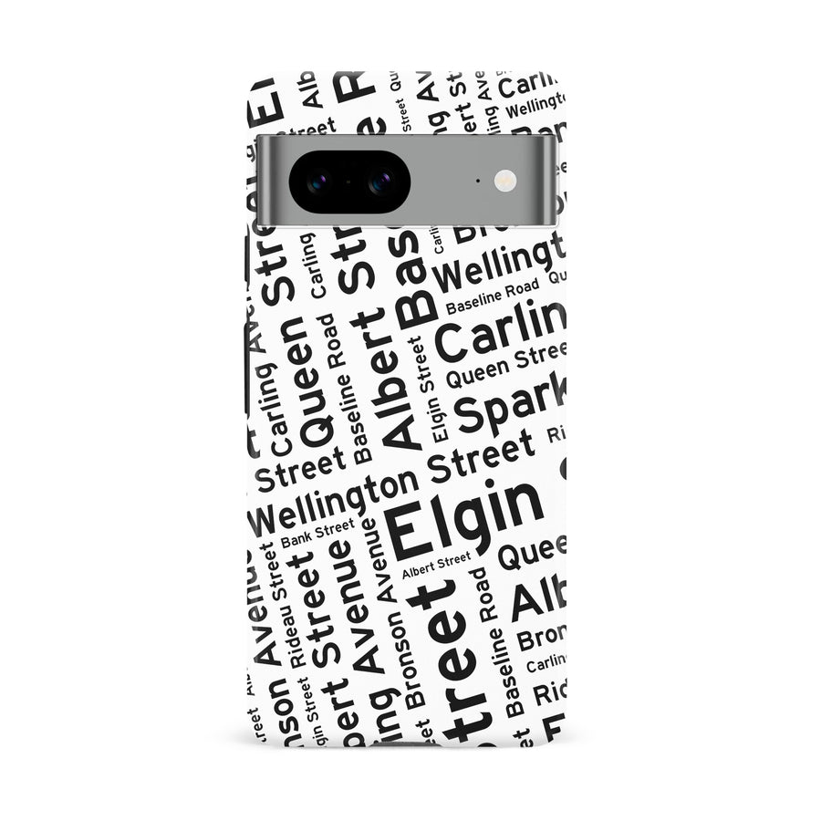 Google Pixel 8A Ottawa Street Names Canadiana Phone Case - White