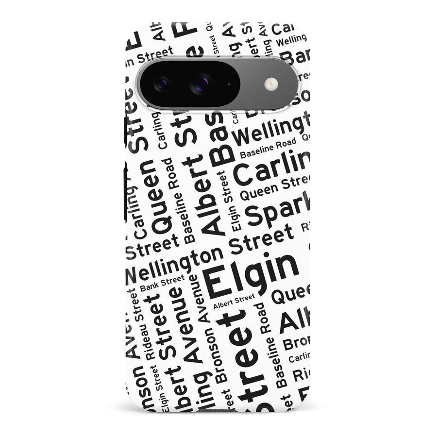 Google Pixel 9 Ottawa Street Names Canadiana Phone Case - White