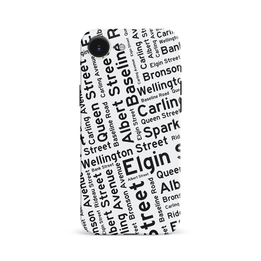 Ottawa Street Names Canadiana Phone Case - White