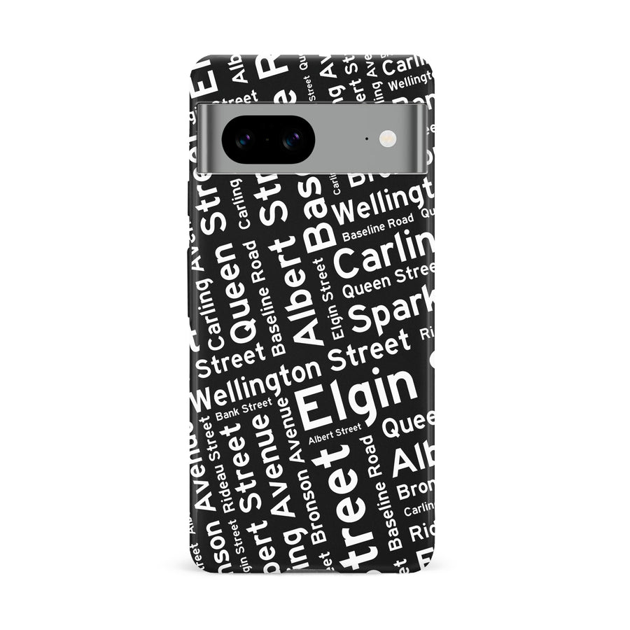 Google Pixel 8A Ottawa Street Names Canadiana Phone Case - Black