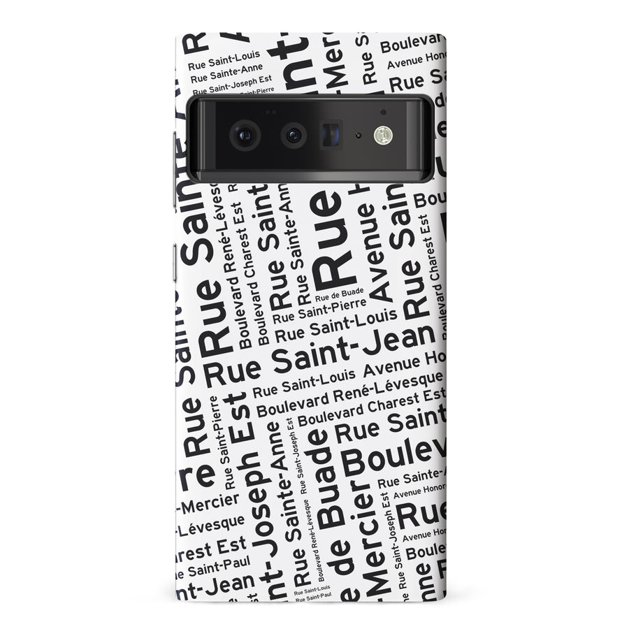Google Pixel 6 Pro Quebec Street Names Canadiana Phone Case - White