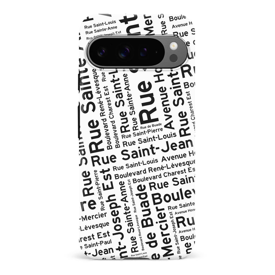 Google Pixel 9 Pro Quebec Street Names Canadiana Phone Case - White