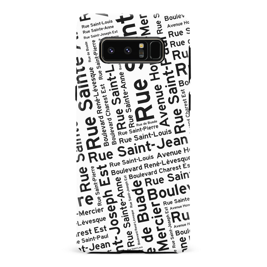 Samsung Galaxy Note 8 Quebec Street Names Canadiana Phone Case - White
