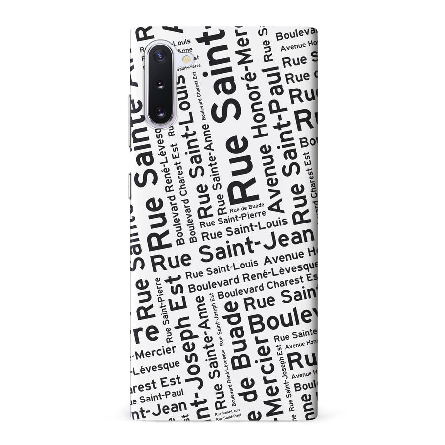 Samsung Galaxy Note 10 Quebec Street Names Canadiana Phone Case - White