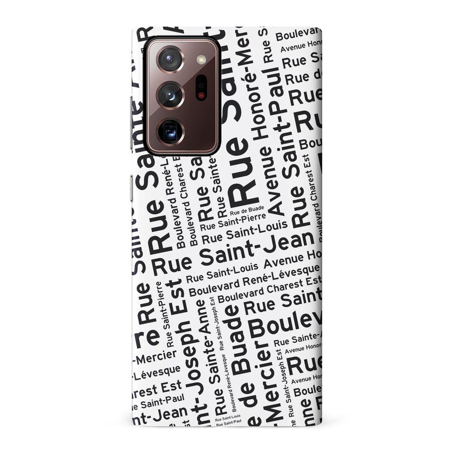 Samsung Galaxy Note 20 Ultra Quebec Street Names Canadiana Phone Case - White