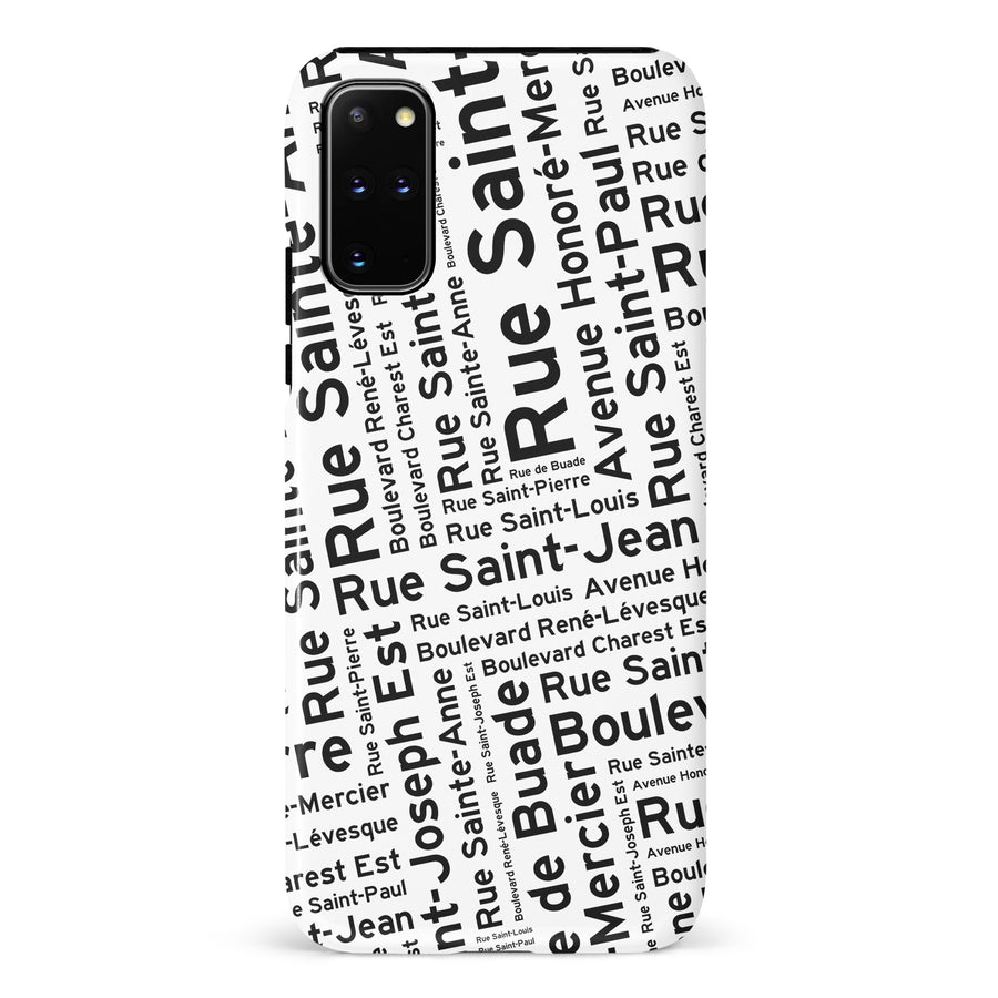 Samsung Galaxy S20 Plus Quebec Street Names Canadiana Phone Case - White