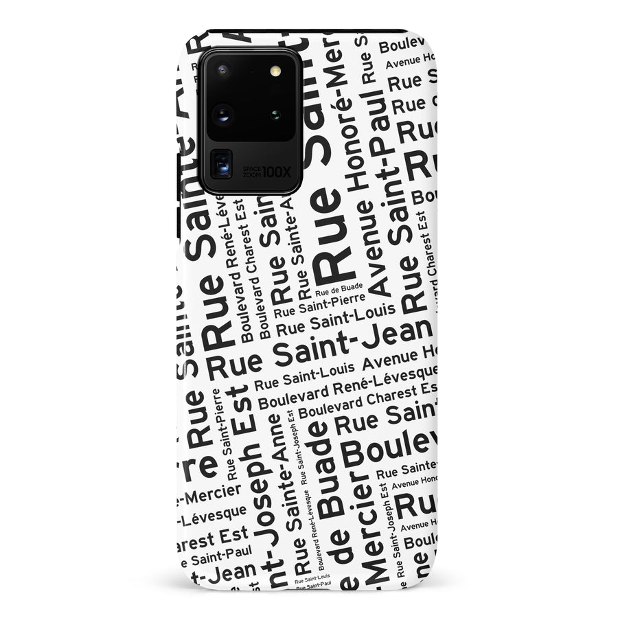 Samsung Galaxy S20 Ultra Quebec Street Names Canadiana Phone Case - White