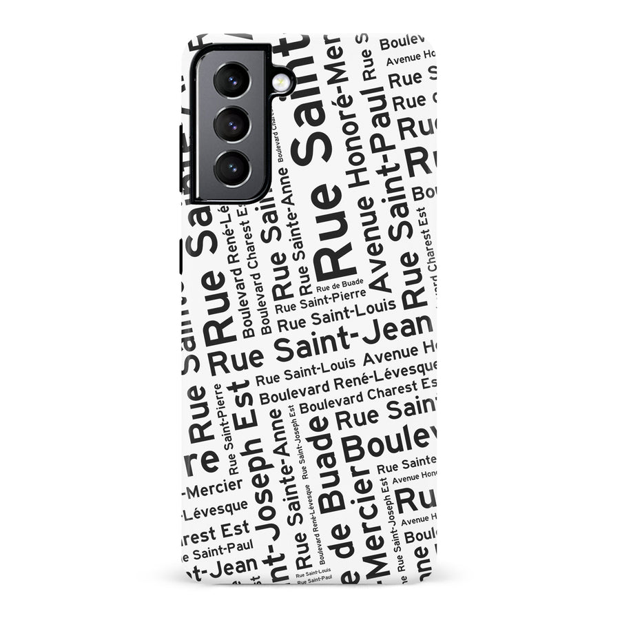 Samsung Galaxy S22 Quebec Street Names Canadiana Phone Case - White