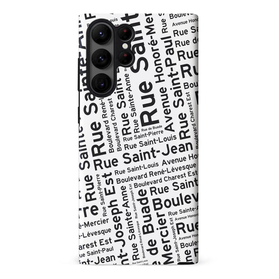 Samsung Galaxy S23 Ultra Quebec Street Names Canadiana Phone Case - White