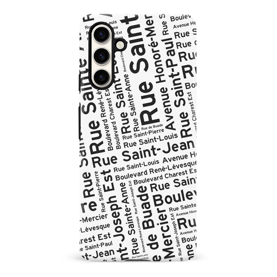Samsung Galaxy S23 FE Quebec Street Names Canadiana Phone Case - White