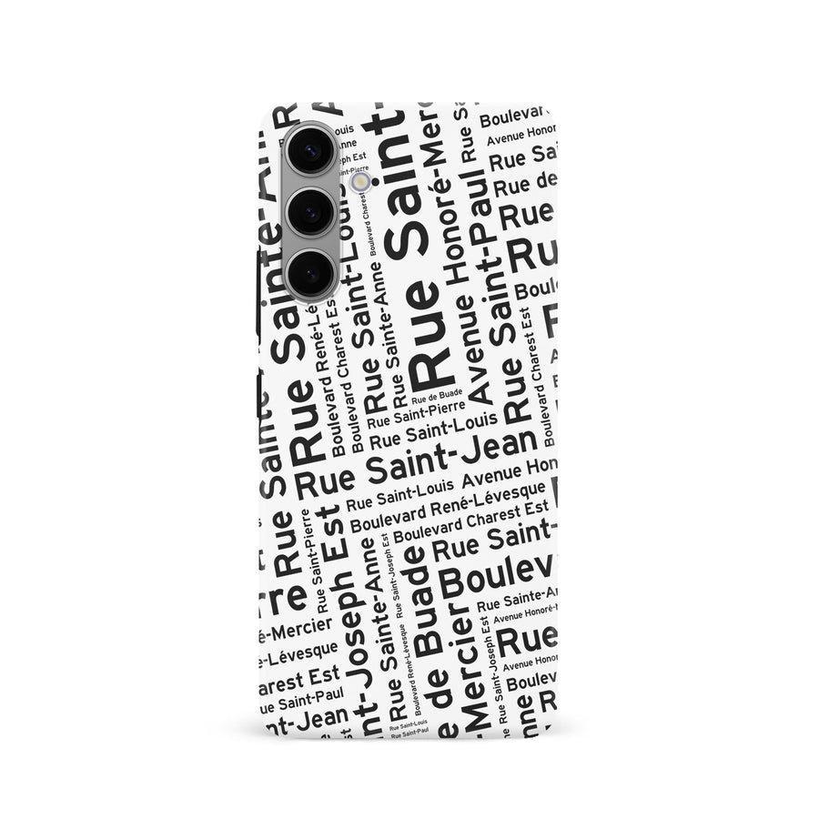 Samsung Galaxy S24 Quebec Street Names Canadiana Phone Case - White