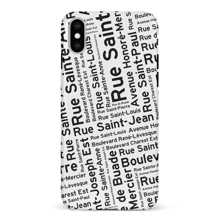 iPhone X/XS Quebec Street Names Canadiana Phone Case - White