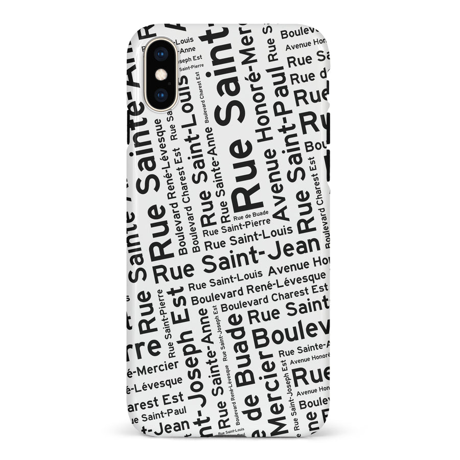 iPhone XS Max Quebec Street Names Canadiana Phone Case - White