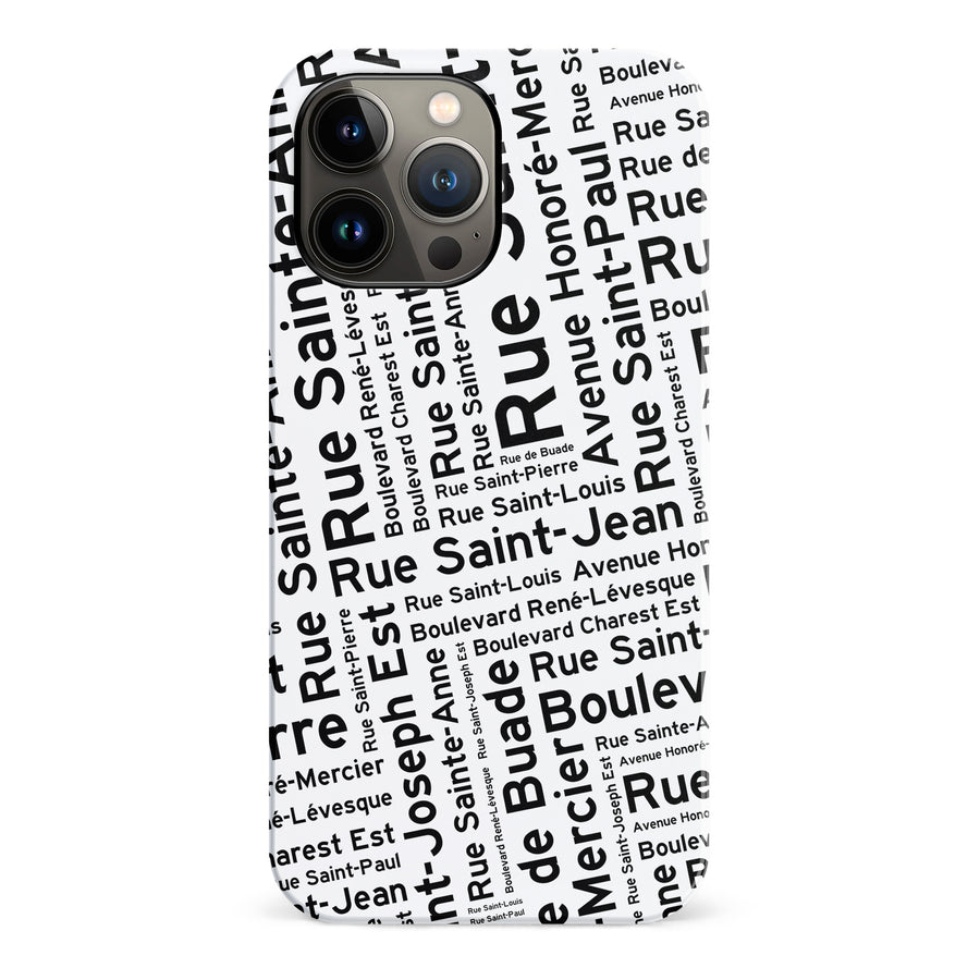 iPhone 13 Pro Max Quebec Street Names Canadiana Phone Case - White