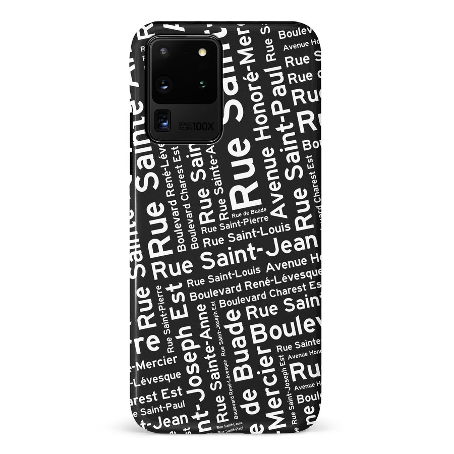 Samsung Galaxy S20 Ultra Quebec Street Names Canadiana Phone Case - Black