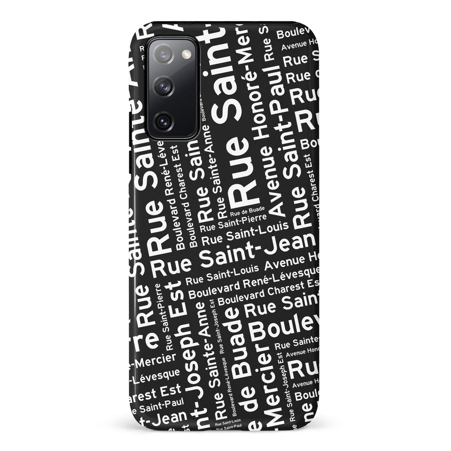 Samsung Galaxy S20 FE Quebec Street Names Canadiana Phone Case - Black