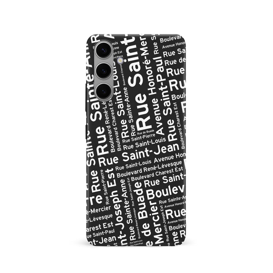 Samsung Galaxy S24 Quebec Street Names Canadiana Phone Case - Black