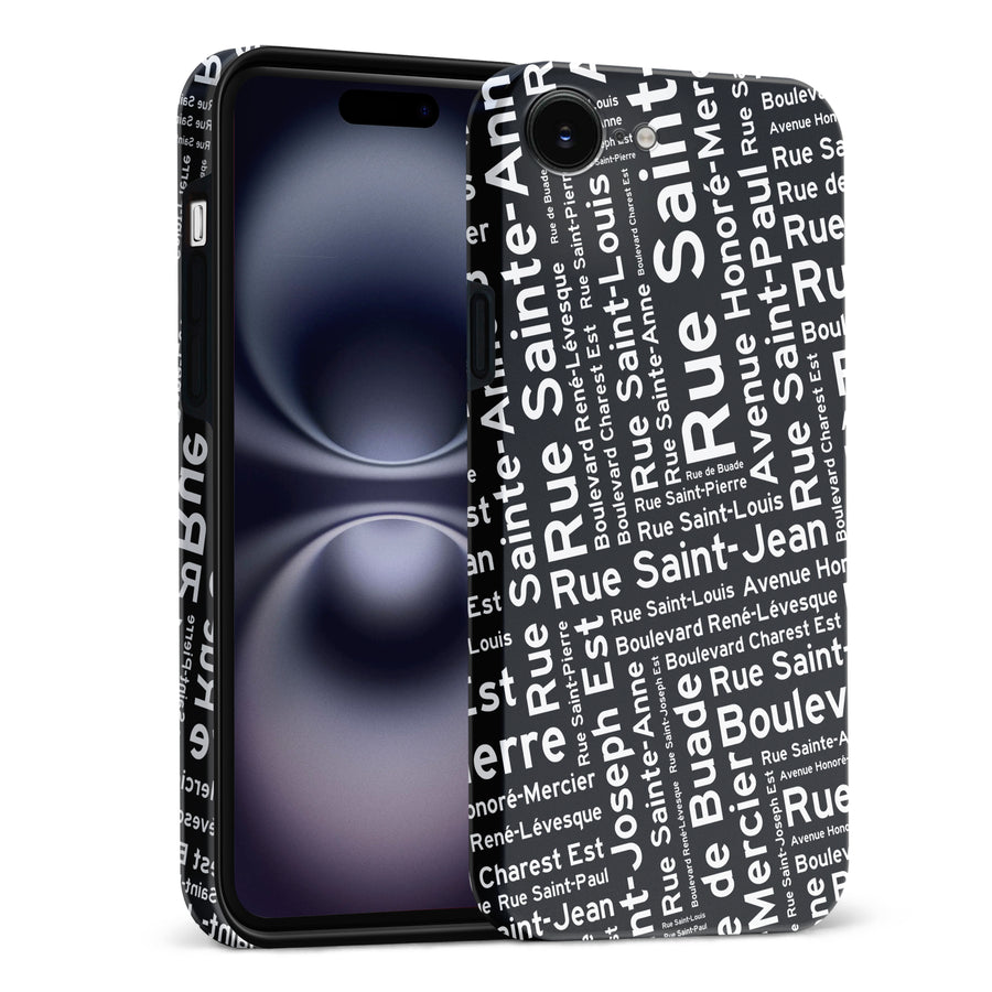 Québec Street Names Canadiana Phone Case - Black