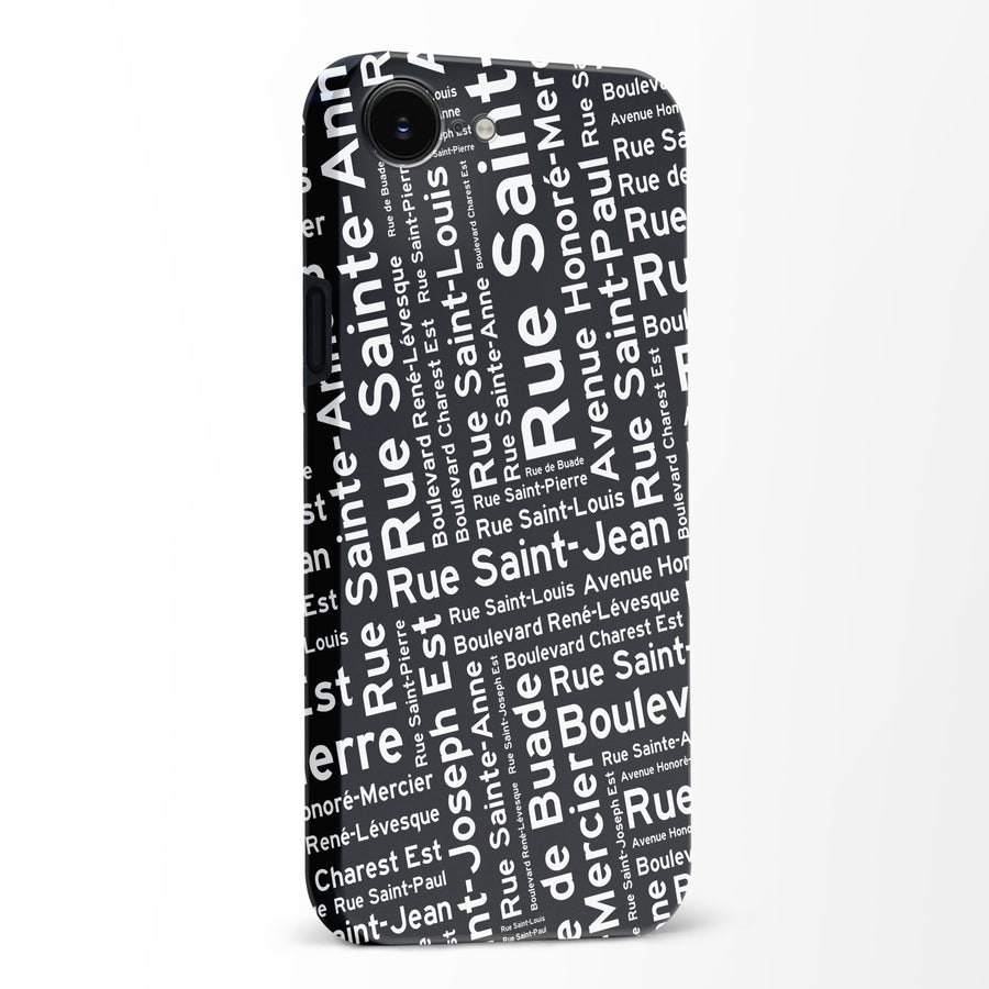 Québec Street Names Canadiana Phone Case - Black