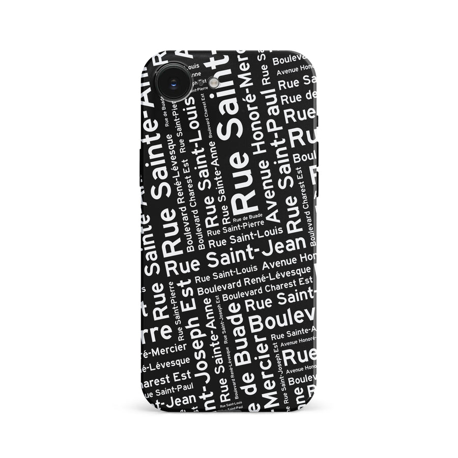Québec Street Names Canadiana Phone Case - Black
