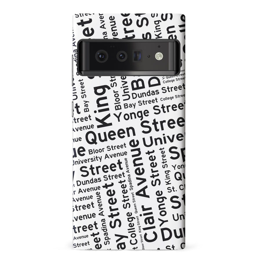 Google Pixel 6 Pro Toronto Street Names Canadiana Phone Case - White
