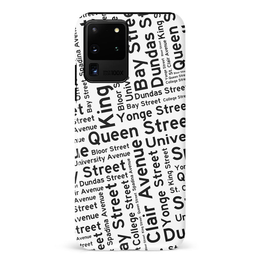 Samsung Galaxy S20 Ultra Toronto Street Names Canadiana Phone Case - White