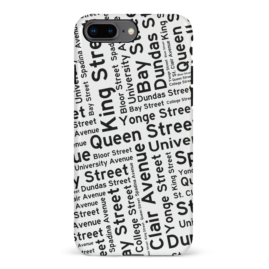 iPhone 8 Plus Toronto Street Names Canadiana Phone Case - White