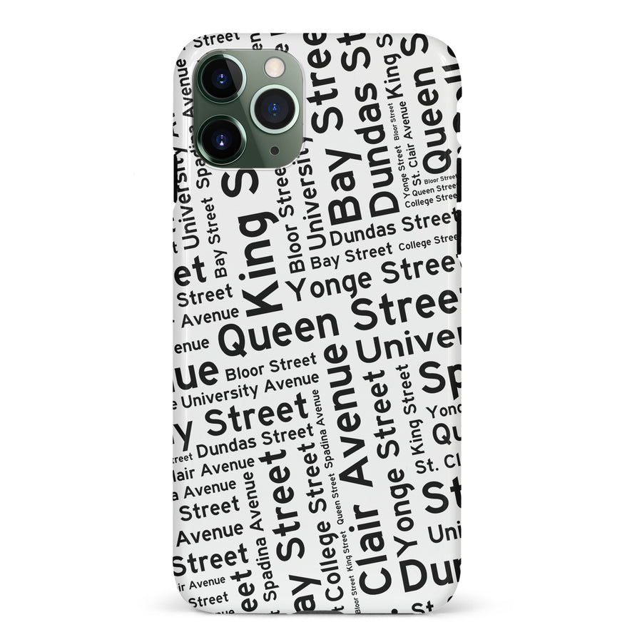 iPhone 11 Pro Toronto Street Names Canadiana Phone Case - White