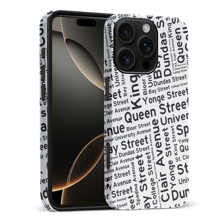 iPhone 16 Pro Max Toronto Street Names Canadiana Phone Case - White