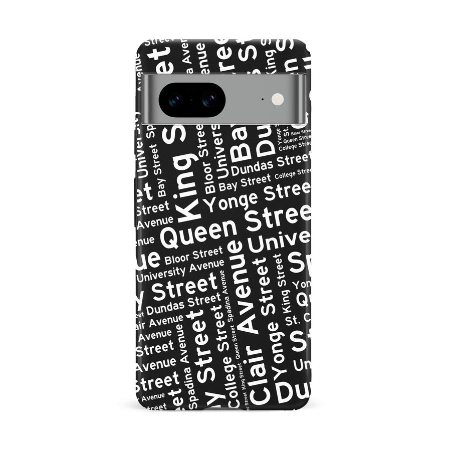 Google Pixel 8A Toronto Street Names Canadiana Phone Case - Black