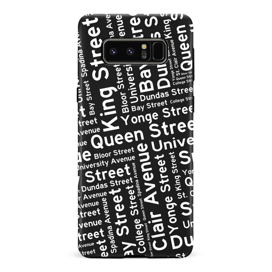 Samsung Galaxy Note 8 Toronto Street Names Canadiana Phone Case - Black