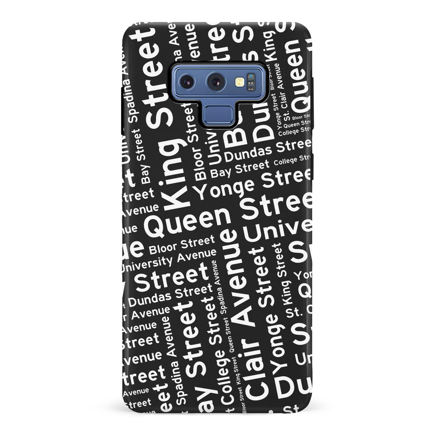 Samsung Galaxy Note 9 Toronto Street Names Canadiana Phone Case - Black