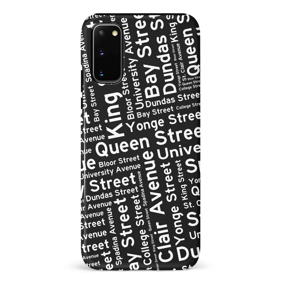Samsung Galaxy S20 Toronto Street Names Canadiana Phone Case - Black