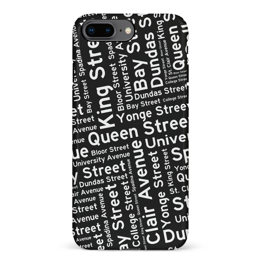 iPhone 8 Plus Toronto Street Names Canadiana Phone Case - Black