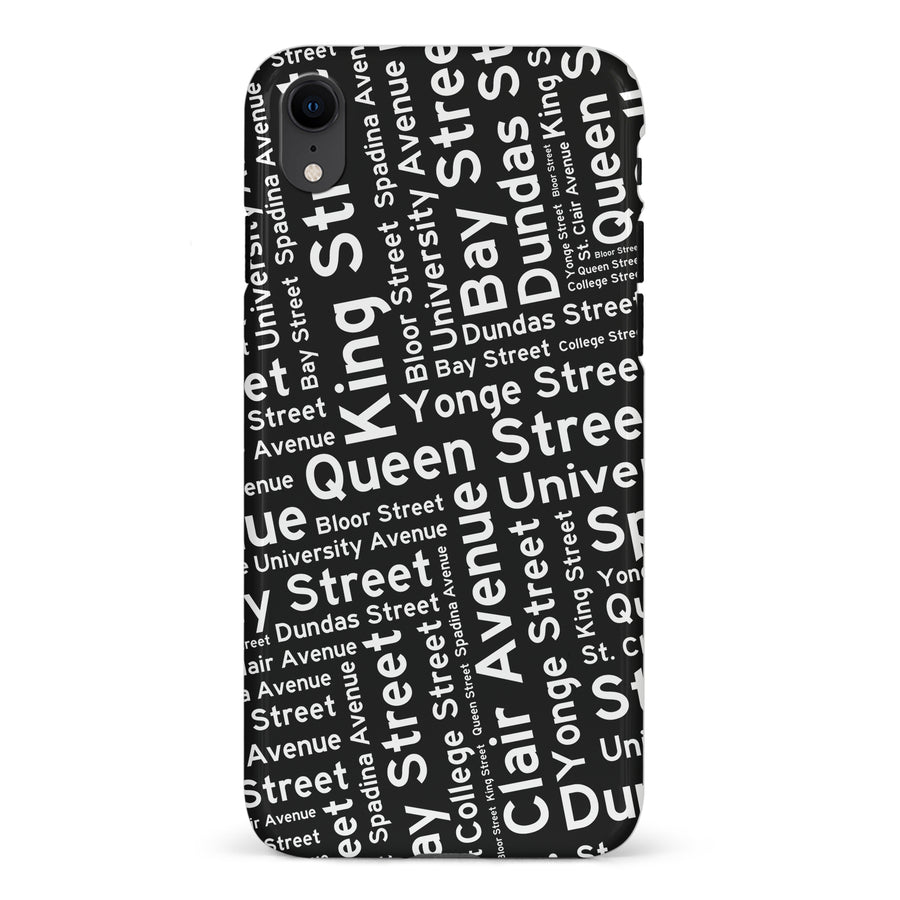 iPhone XR Toronto Street Names Canadiana Phone Case - Black