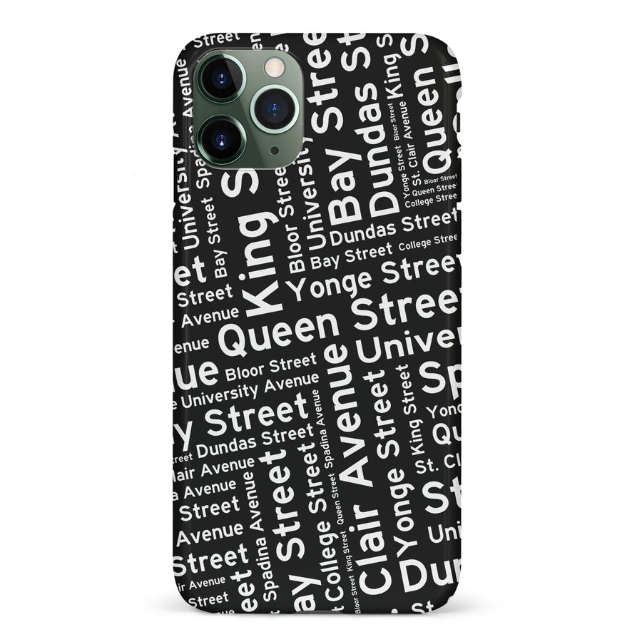 iPhone 11 Pro Toronto Street Names Canadiana Phone Case - Black
