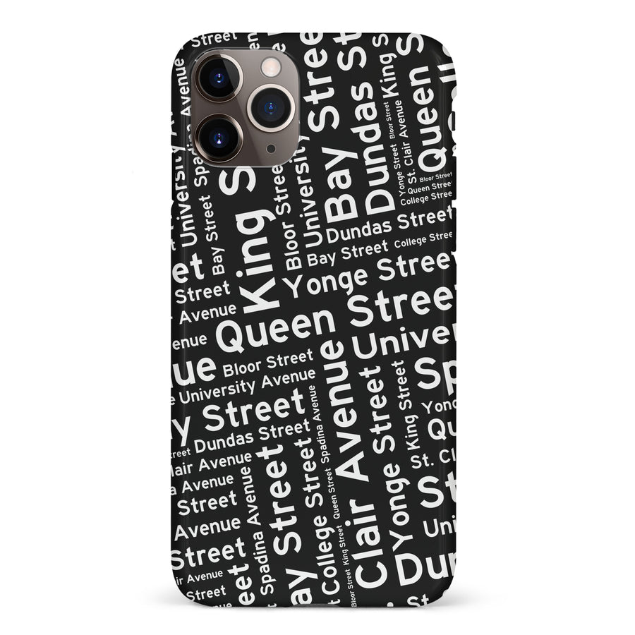 iPhone 11 Pro Max Toronto Street Names Canadiana Phone Case - Black