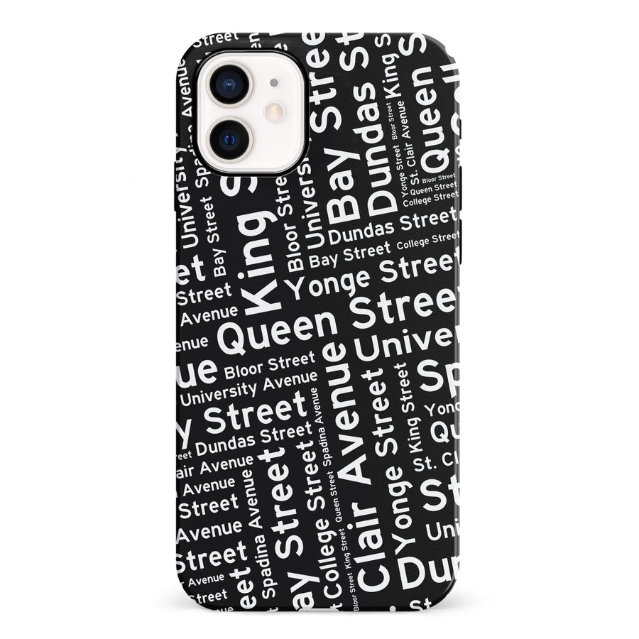iPhone 12 Mini Toronto Street Names Canadiana Phone Case - Black
