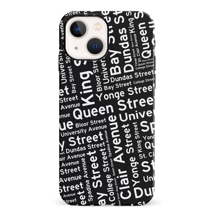 iPhone 13 Mini Toronto Street Names Canadiana Phone Case - Black