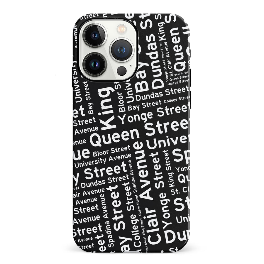 iPhone 13 Pro Toronto Street Names Canadiana Phone Case - Black