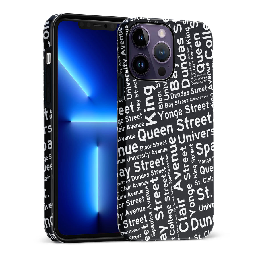 iPhone 14 Pro Max Toronto Street Names Canadiana Phone Case - Black