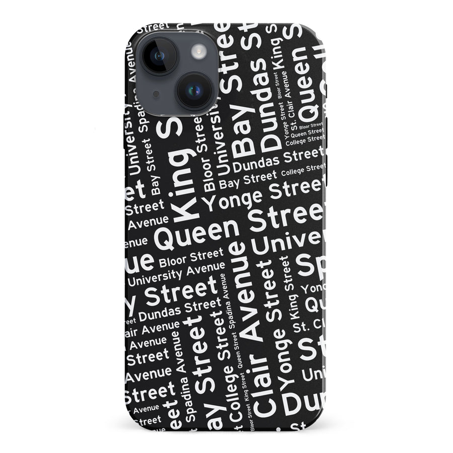 iPhone 15 Plus Toronto Street Names Canadiana Phone Case - Black