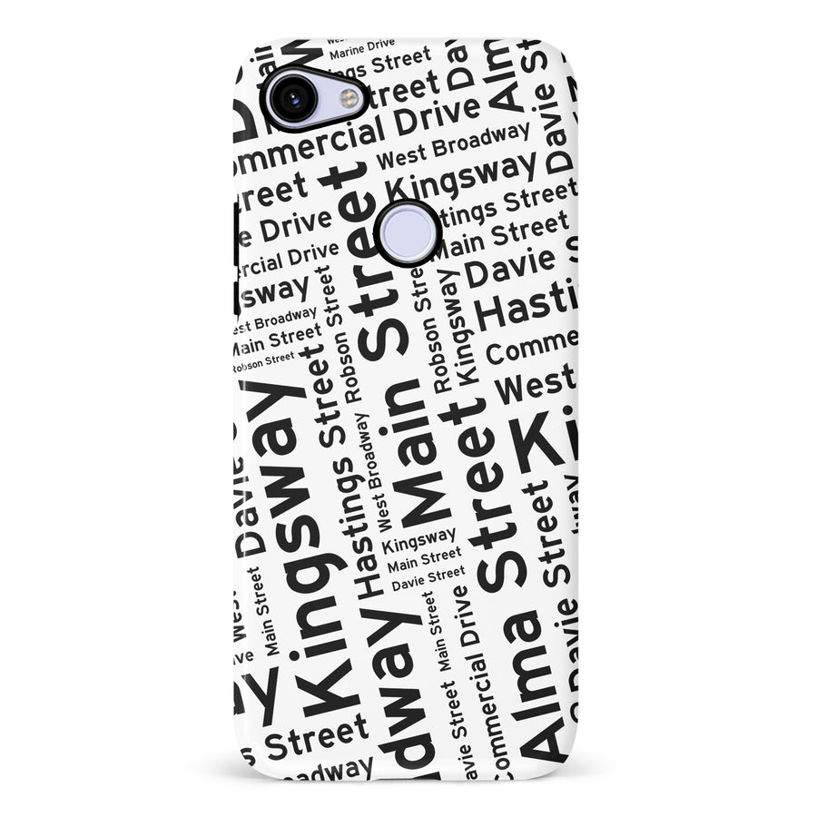 Google Pixel 3A Vancouver Street Names Canadiana Phone Case - White