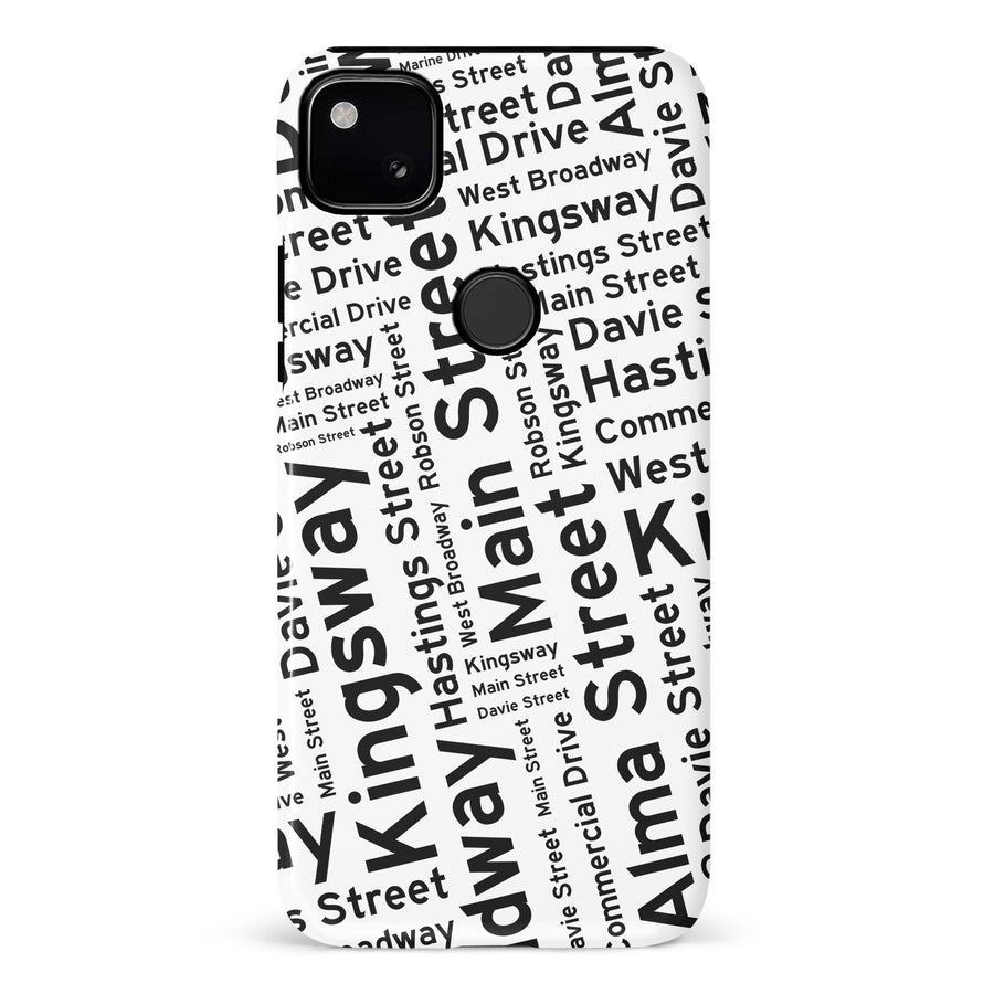 Google Pixel 4A Vancouver Street Names Canadiana Phone Case - White