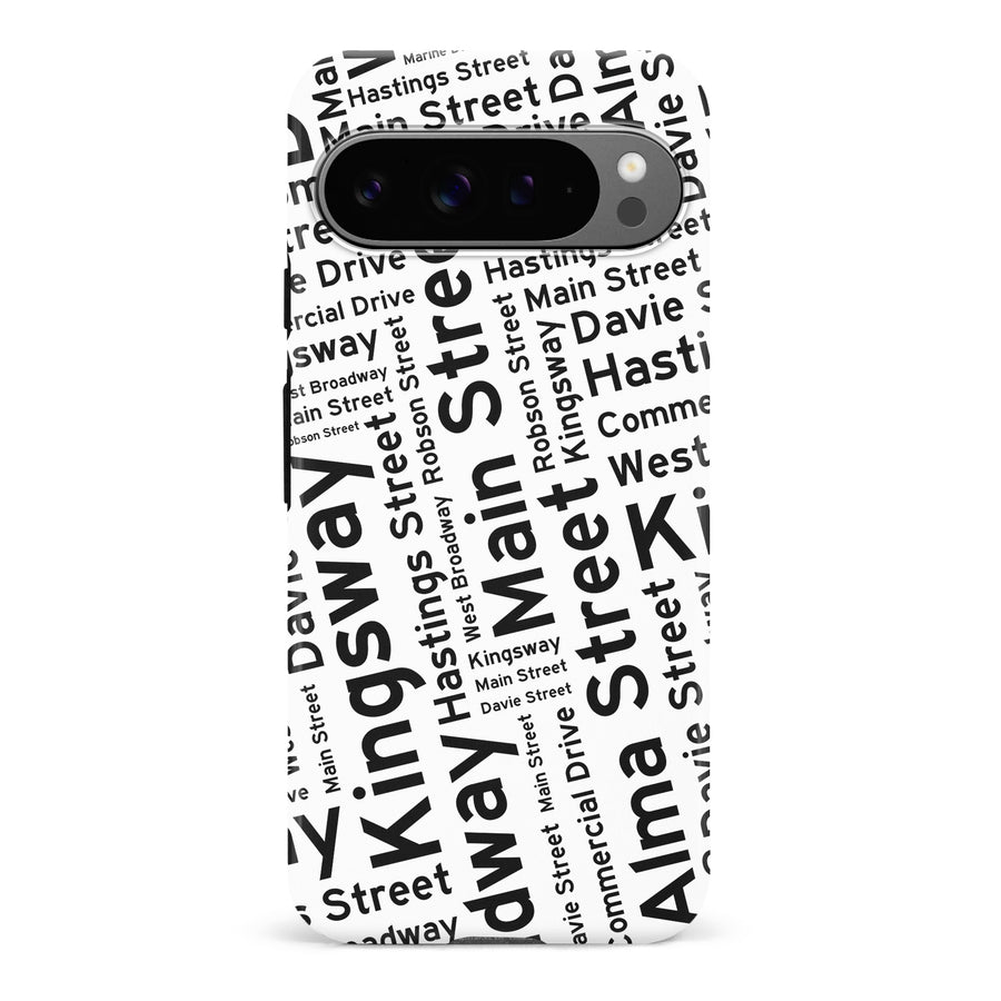 Google Pixel 9 Pro Vancouver Street Names Canadiana Phone Case - White