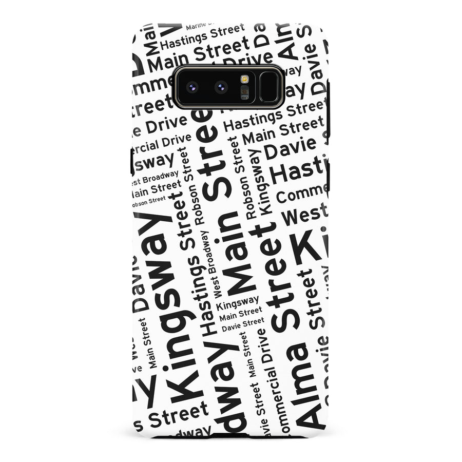 Samsung Galaxy Note 8 Vancouver Street Names Canadiana Phone Case - White
